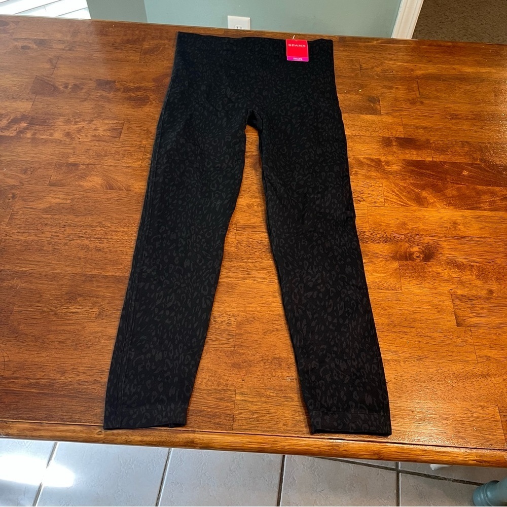 Nwt Spanx Black Cheetah Animal Print Seamless Leggings 1x